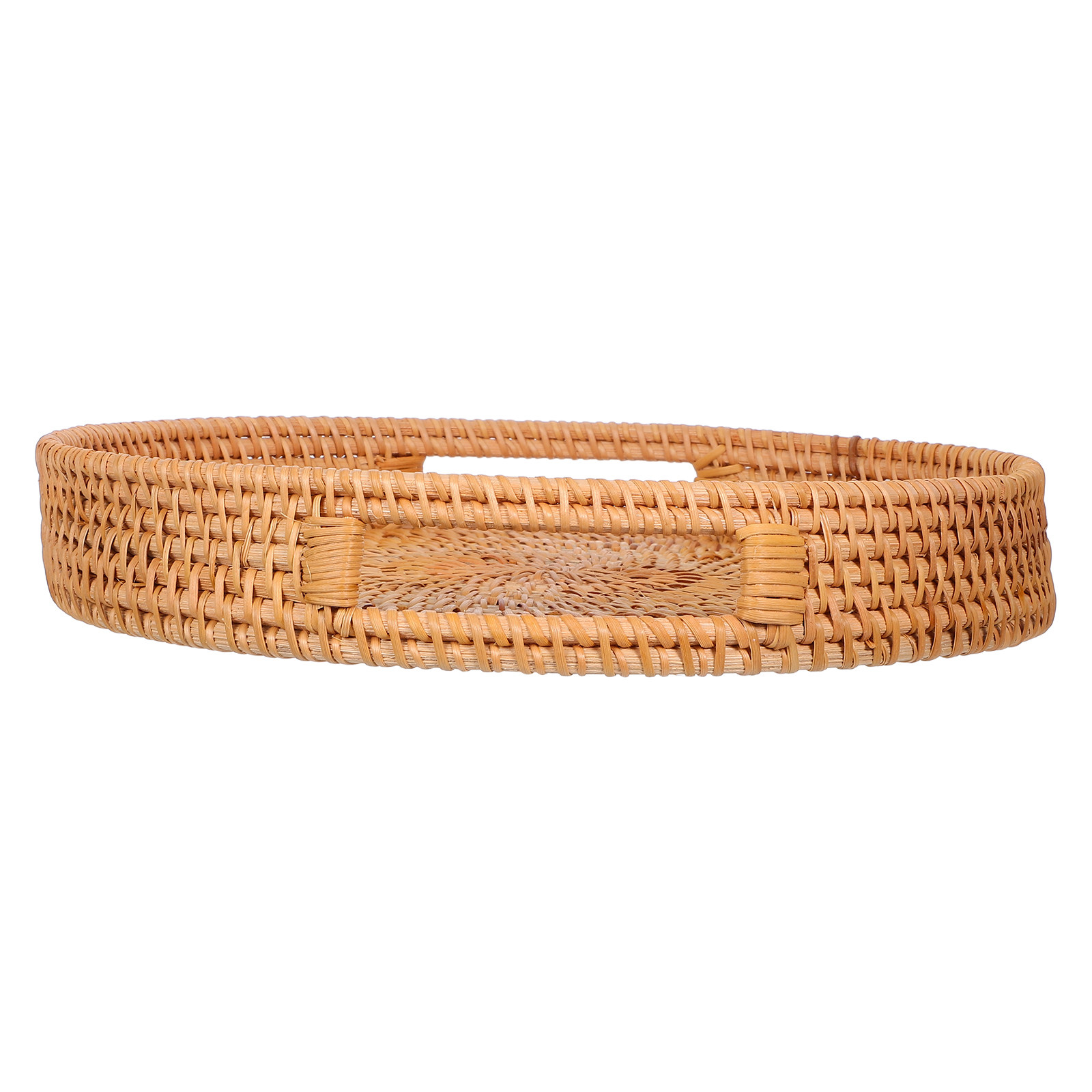 Rattan Tray Handle - 14-Inch Round Rattan Large Serving Tray