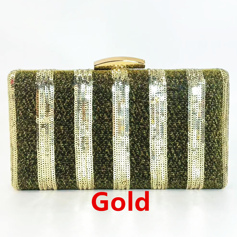 Interior Design With Ai - Italian Design Striped Sequins Shiny Clutch