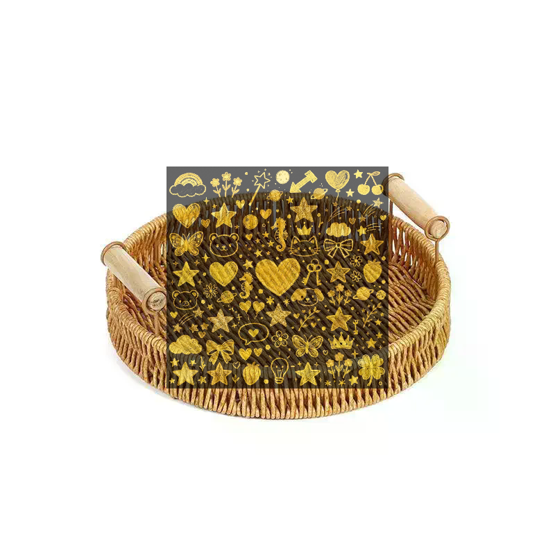 Rattan Tray Handle - Set Of 3 Woven Rattan Round