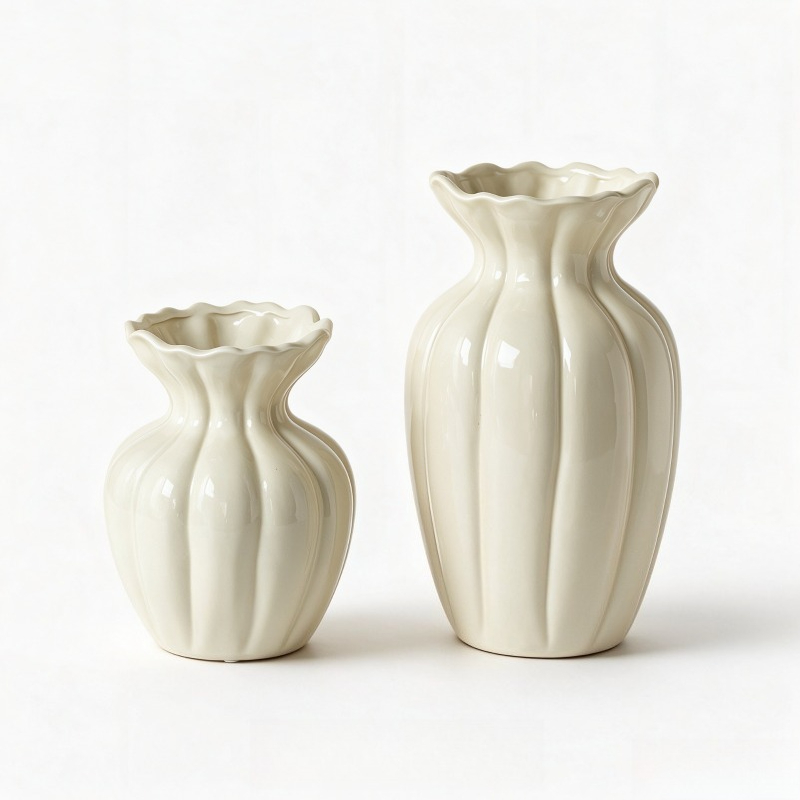 French Retro Cream Ceramic Vas - Interior Design Vintage Modern review and price