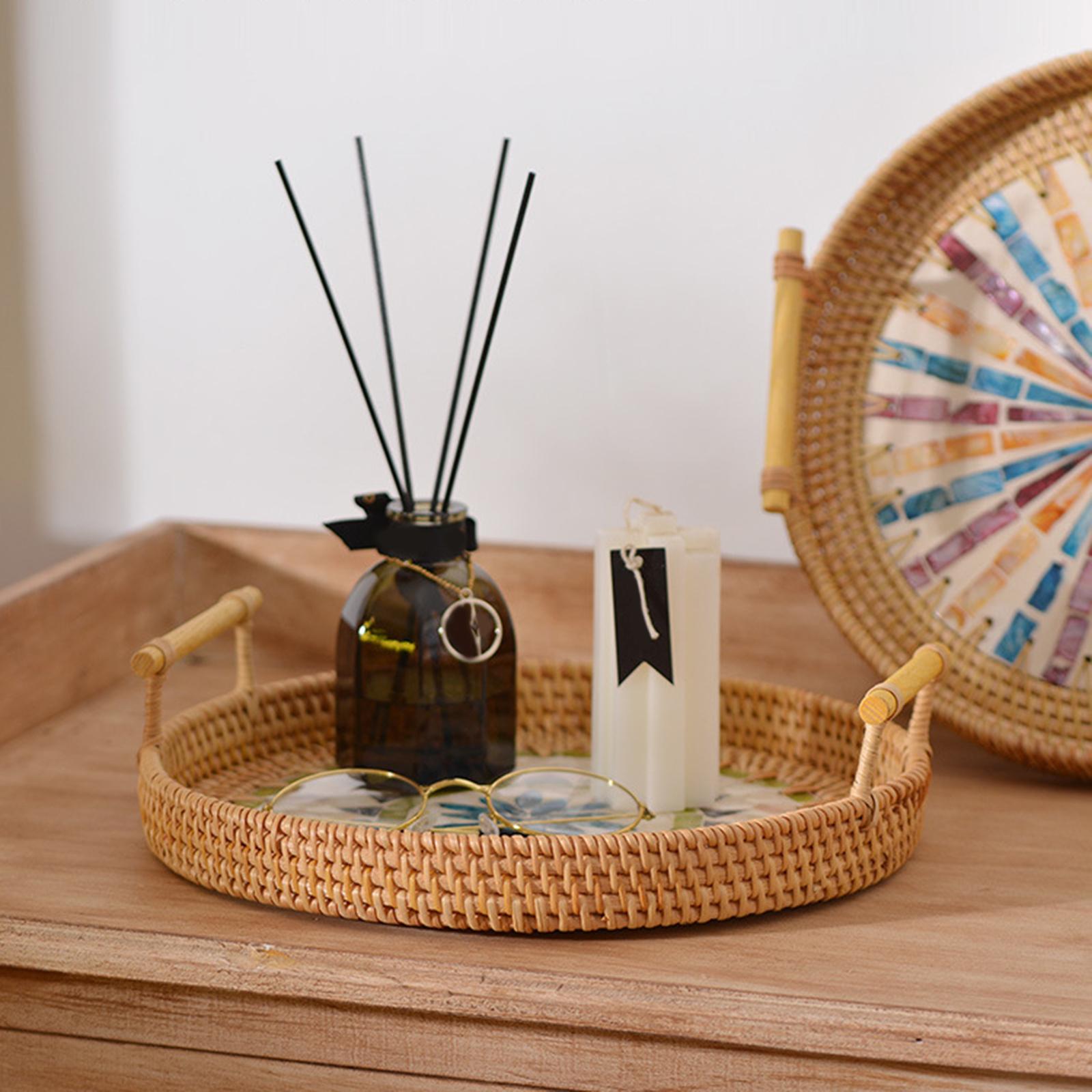 Multifunctional Round Woven Tr - Rattan Tray Handle review and price