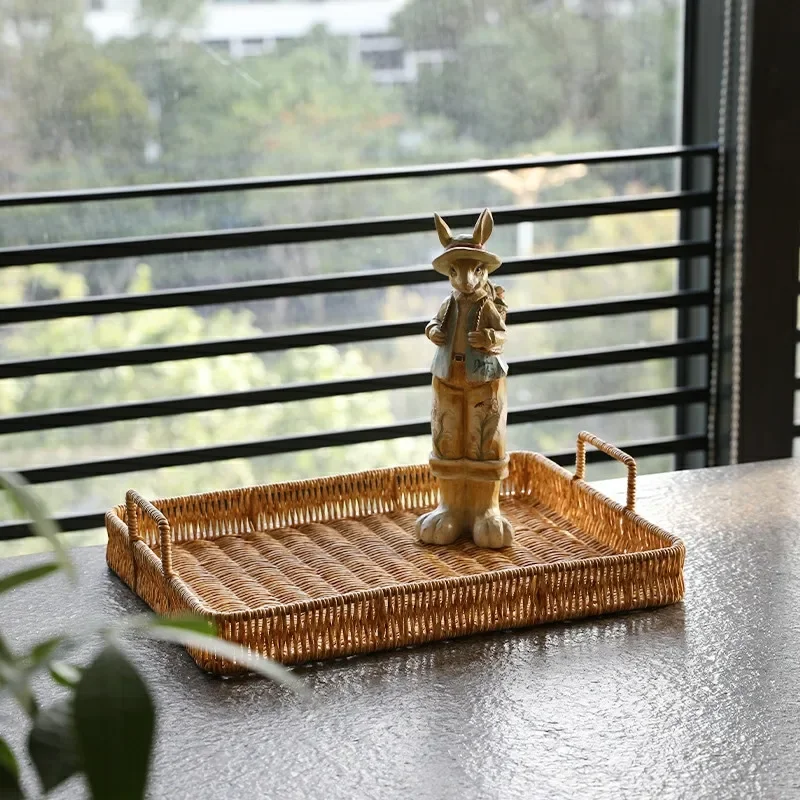 Plastic Storage Tray With Hand - Rattan Tray Handle review and price