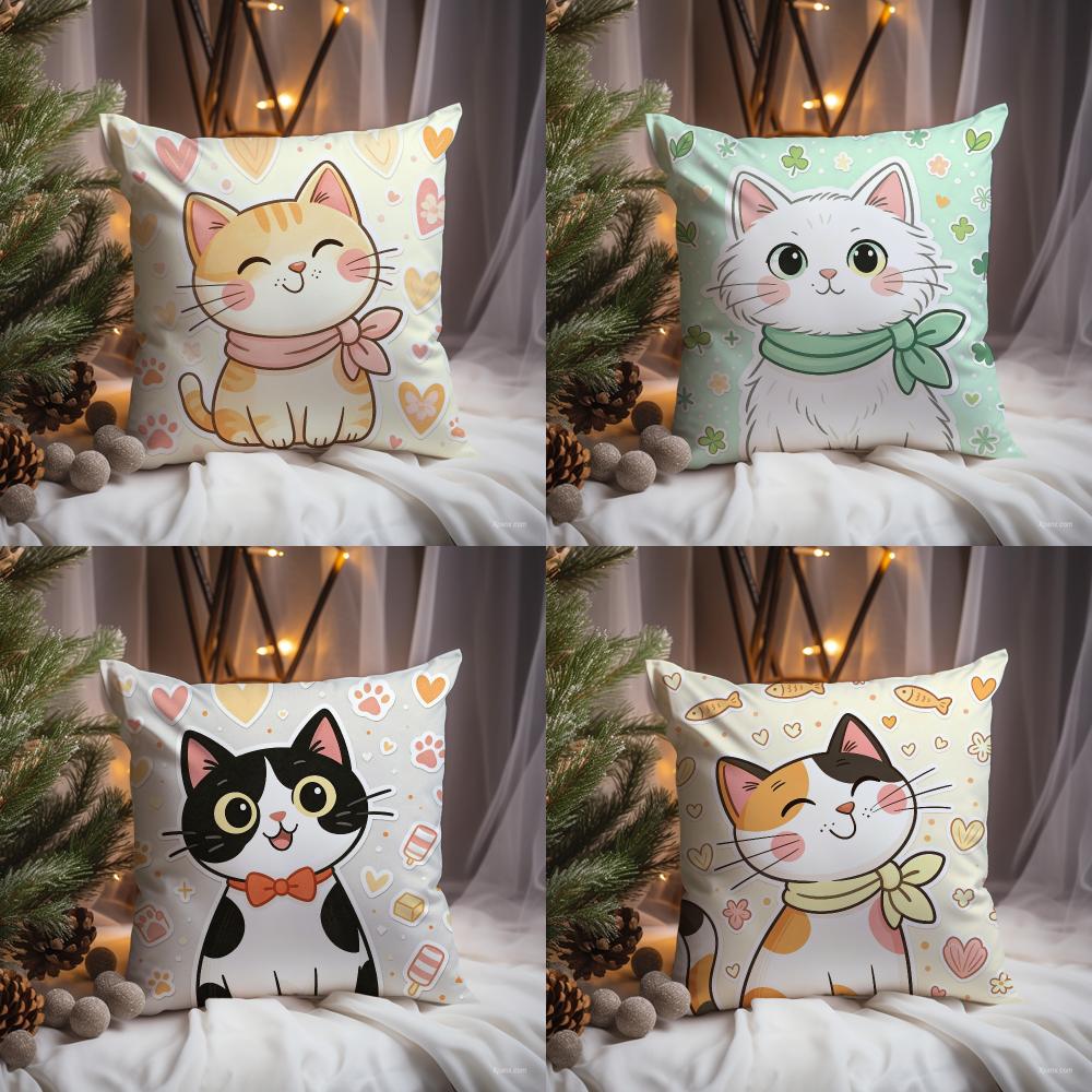 Cute Cat Illustration Cushion  - Interior Design Illustrated review and price
