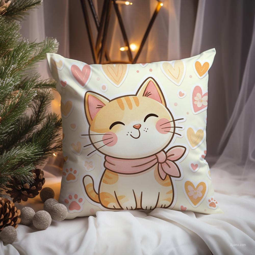 Cute Cat Illustration Cushion  - Interior Design Illustrated review and price
