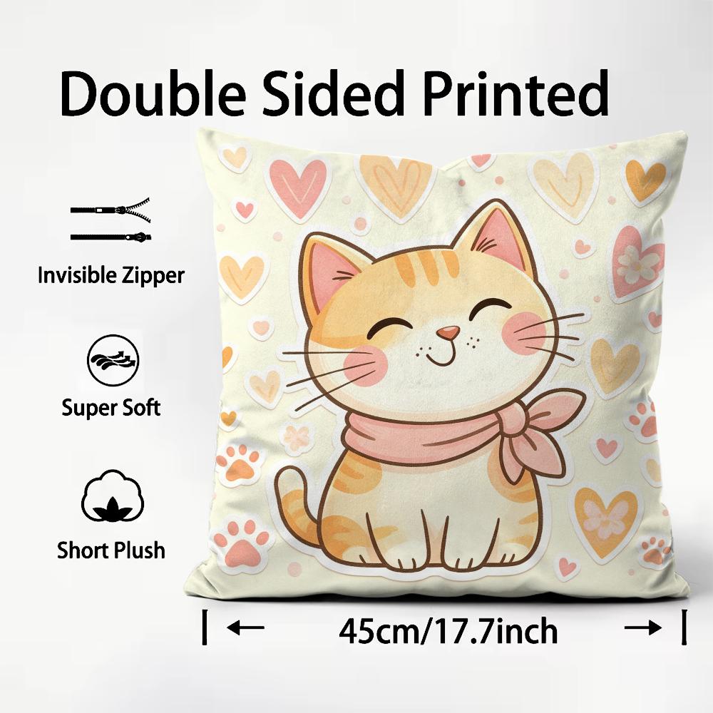 Cute Cat Illustration Cushion  - Interior Design Illustrated review and price