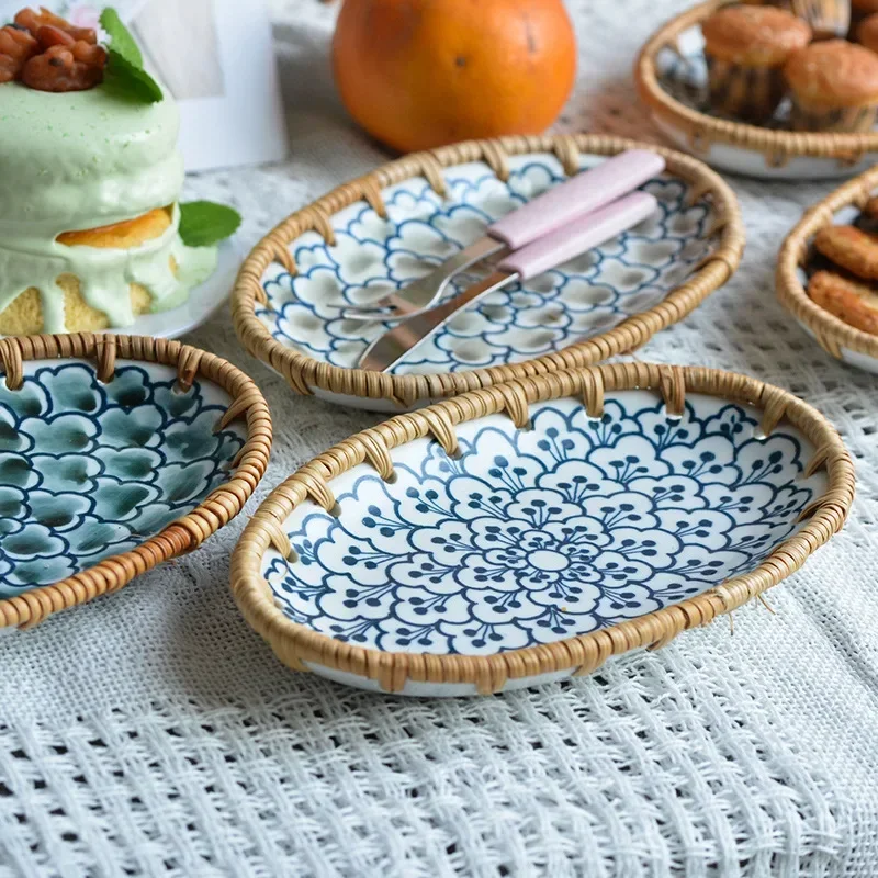 Japanese Rattan Woven Ceramic  - Travertine Tray Oval review and price